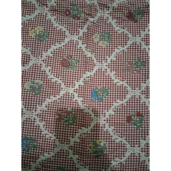 Other - Vintage Gingham Floral Woven And Embroidered Fabric 1 Plus Yards